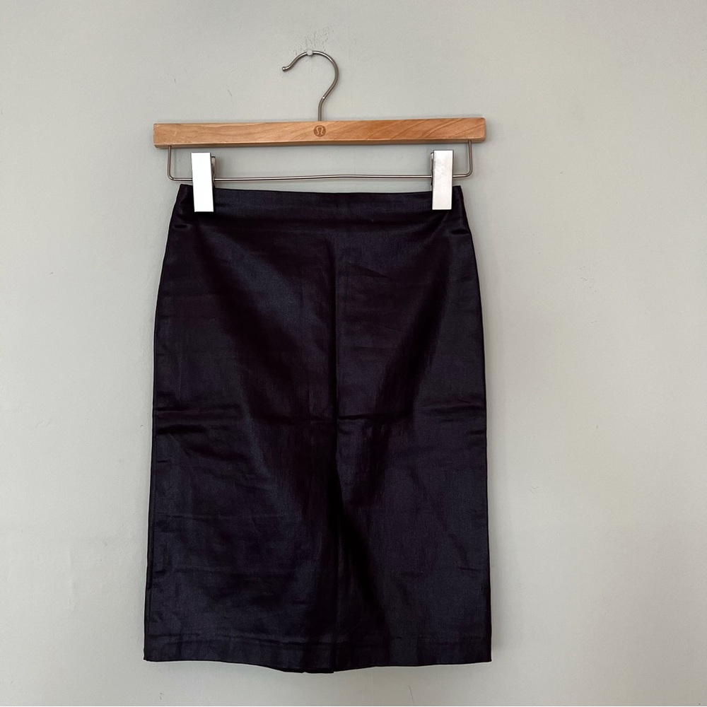 All Saints Purple Leather Sheen Pencil Skirt